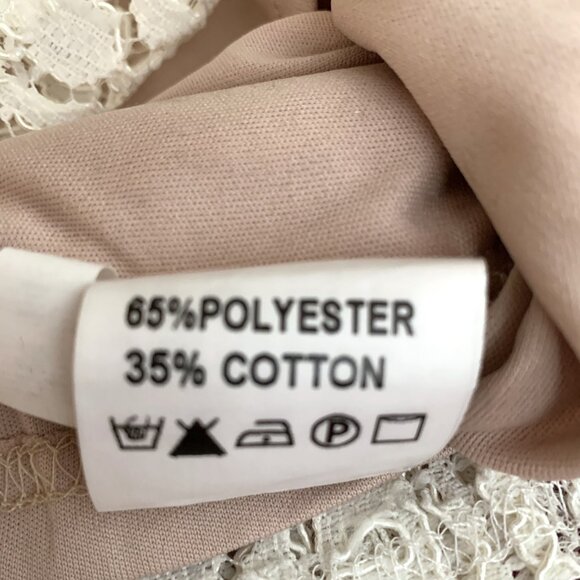 NEW Selfie Leslie Lace Dress Cocktail Overlay Boning Sleeveless White Tan Small - Picture 12 of 13